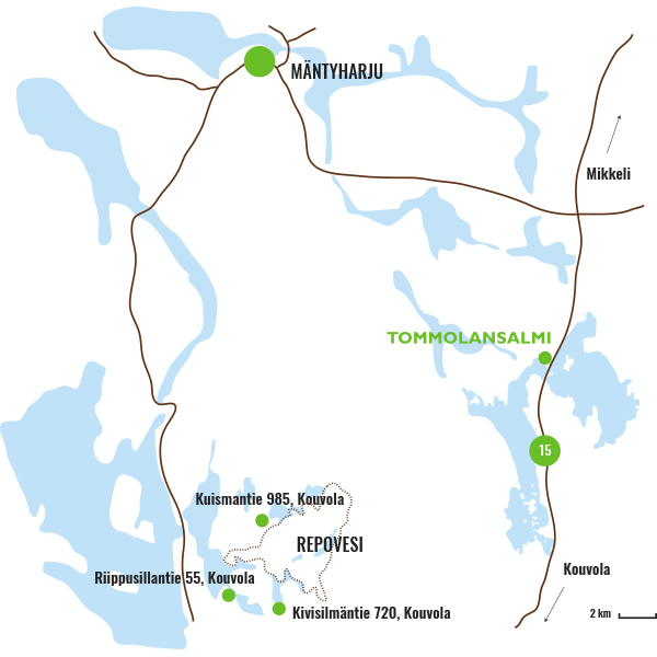 Repoveden alueen kartta